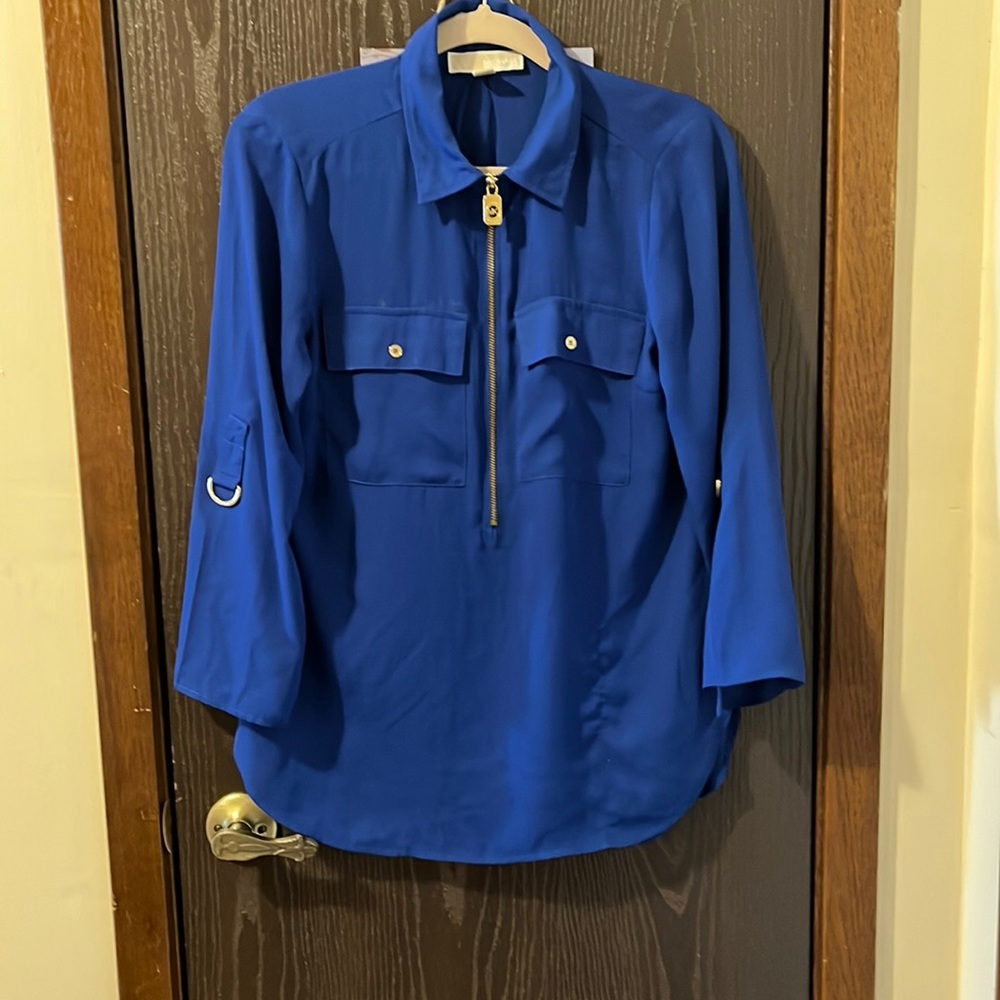 MK long sleeve blouse- blue- size S